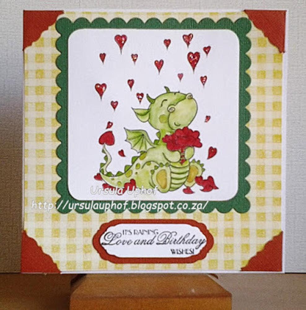 Sweet Pea Stamps Tori the Dragon Raining Hearts