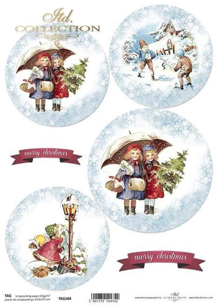 TAG0104 ITD Collection Christmas Balls A4 Scrapbooking Paper