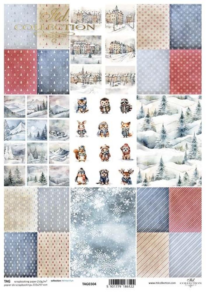 TAG0304 ITD Collection Winter Fun A4 Scrapbooking Paper