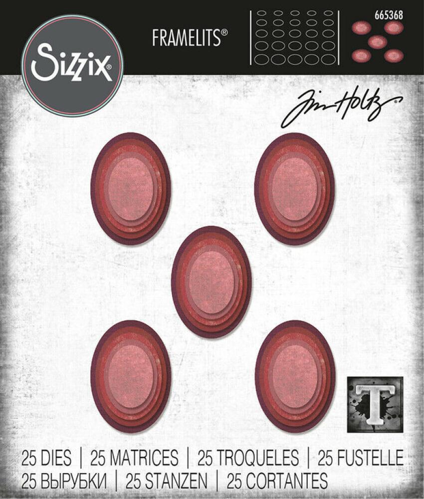 Tim Holtz Framelits Dies 25Pk Stacked Tiles Ovals #665368