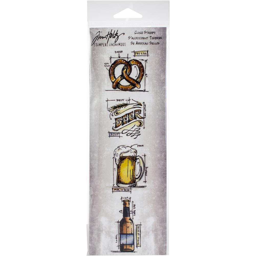 Tim Holtz Mini Blueprints Strip Cling Stamps Beer