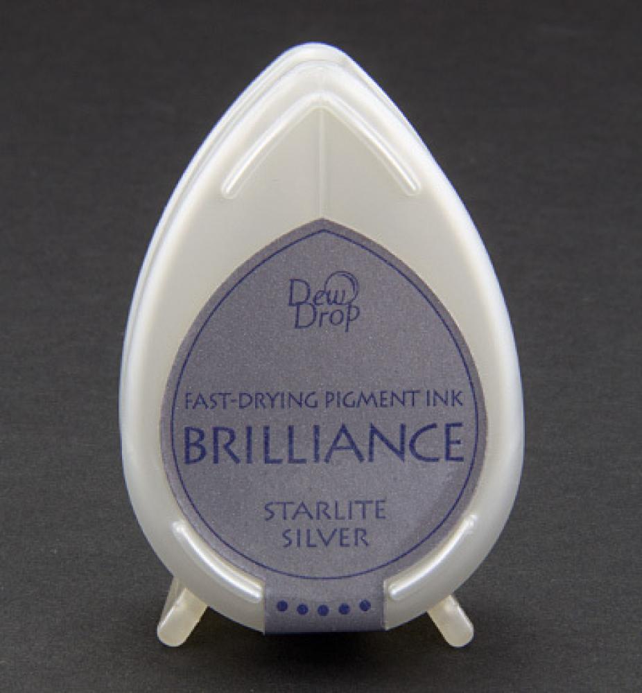 Tsukineko Brilliance Dew Drop Pigment Ink Starlite Silver
