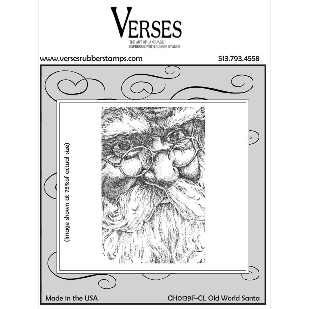 Verses Cling Mounted Rubber Stamp Old World Santa