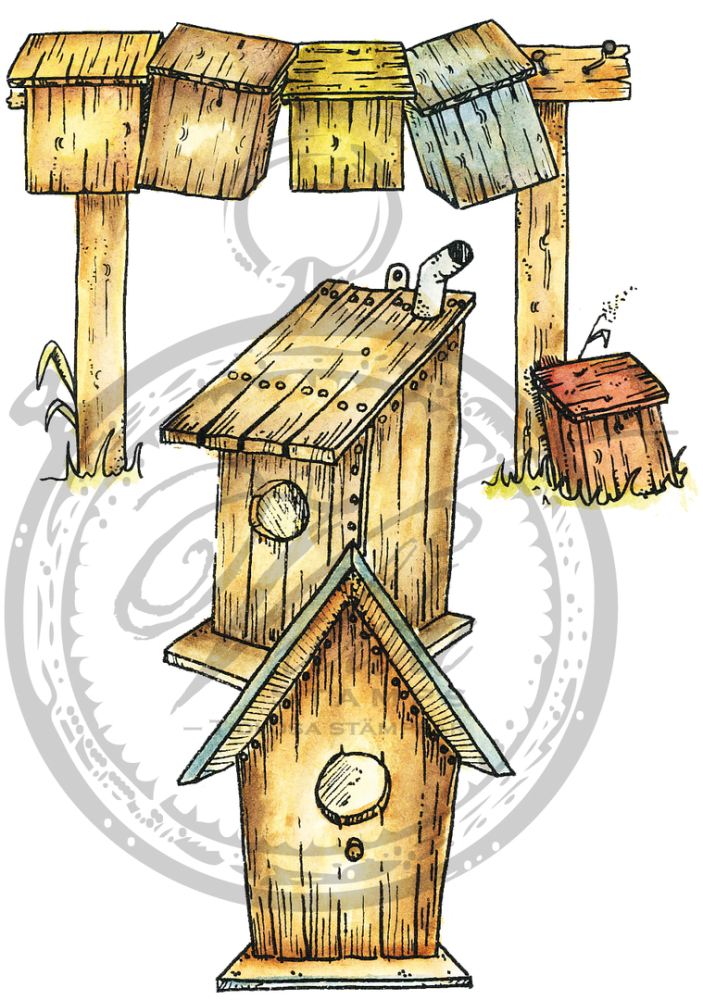 Vilda Stamp Mailboxes in a Row and Two Bird Seeders