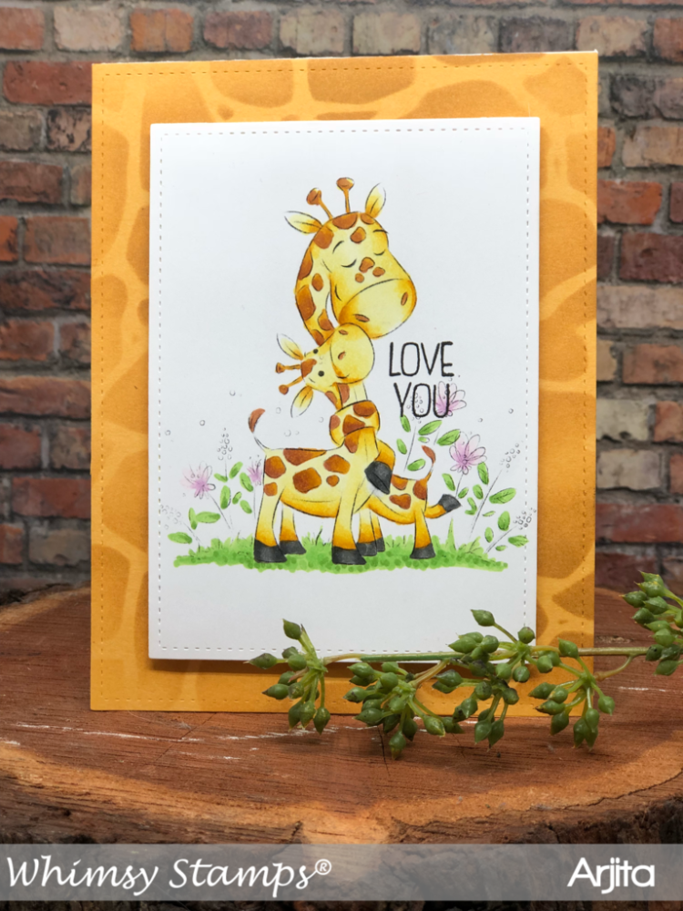 Whimsy Rubber Stamp Giraffe Baby Love