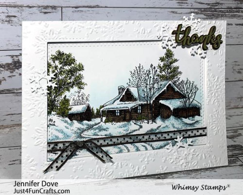 Whimsy Rubber Stamp Wintry Cabin