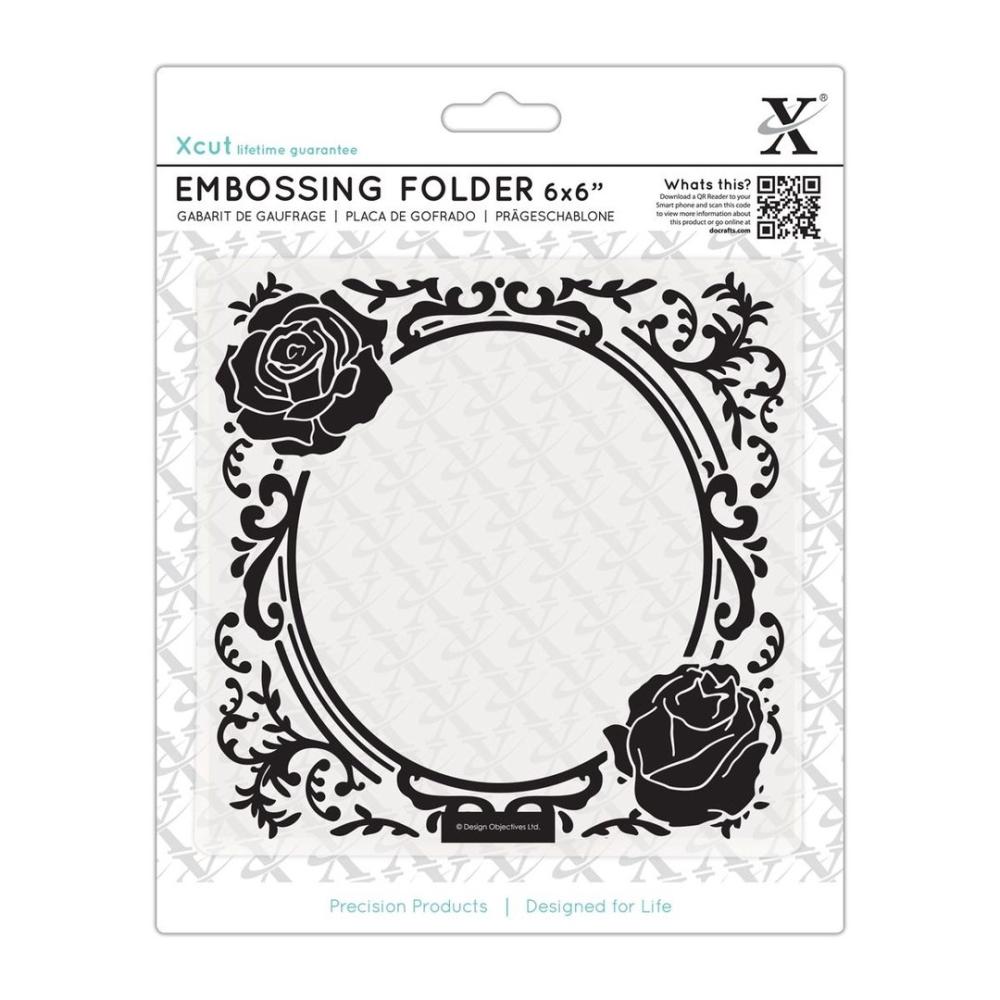 XCut 6 x 6" Prägeschablone - Rosen Rahmen