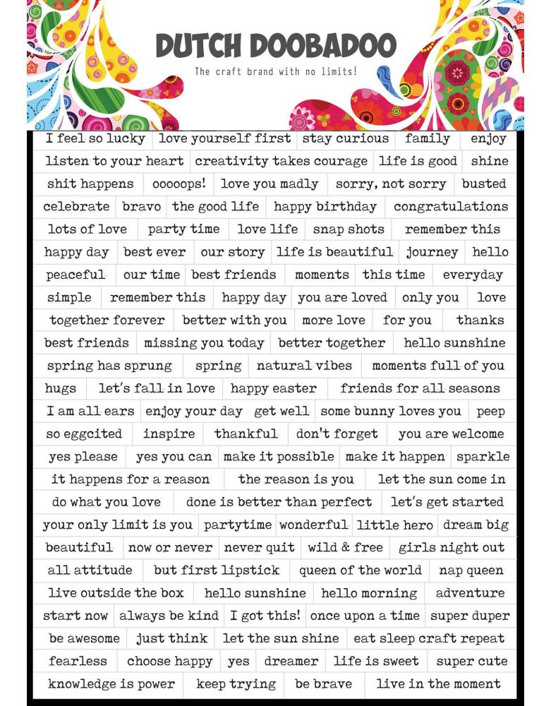 Dutch Doobadoo Sticker Art Text White 491.200.024
