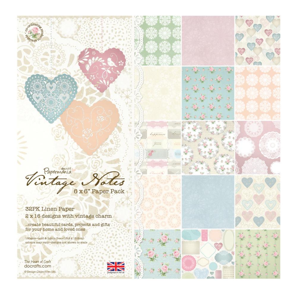 Papermania 6x6 Linen Paper Pack Vintage Notes #160137