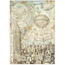 Stamperia A4 Rice Paper Sir Vagabond Aviator New York City Map DFSA4700