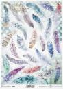 ITD Collection A4 Rice Paper Colorful Feathers R1415