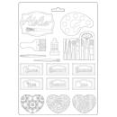 Stamperia A4 Soft Mould Atelier Tags #497