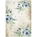 Stamperia A4 Reispapier Blue Flowers DFSA4710